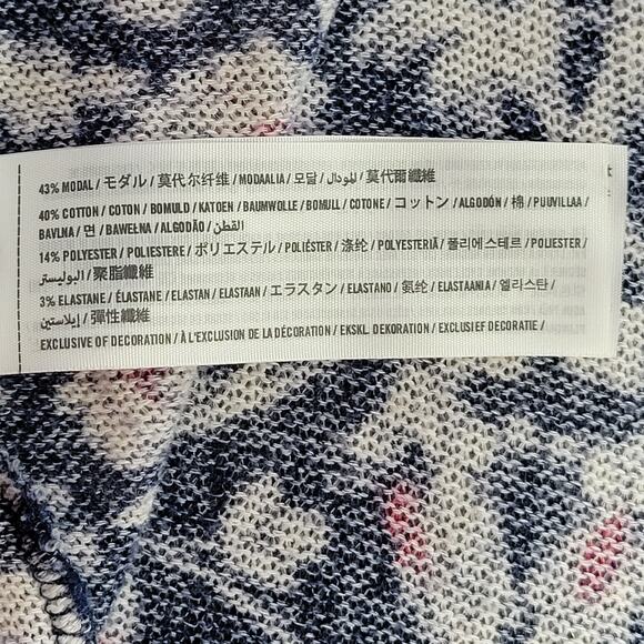 Abercrombie Fitch Cardigan Sweater Women One Size Blue Stretch Preppy Floral Top - Picture 8 of 9